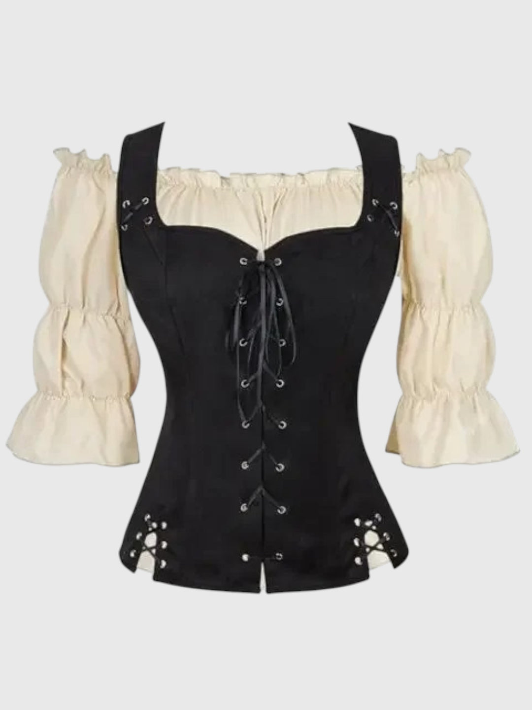 Isla Off-Shoulder Lace-Up Peplum Top