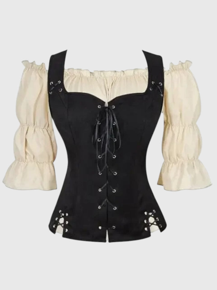 Isla Off-Shoulder Lace-Up Peplum Top