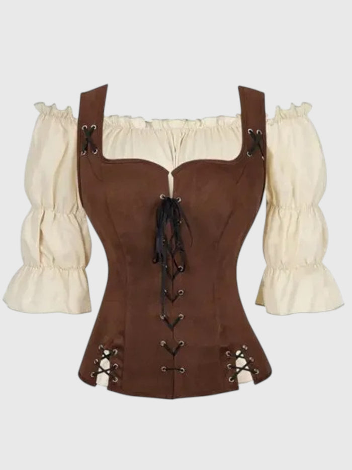 Isla Off-Shoulder Lace-Up Peplum Top