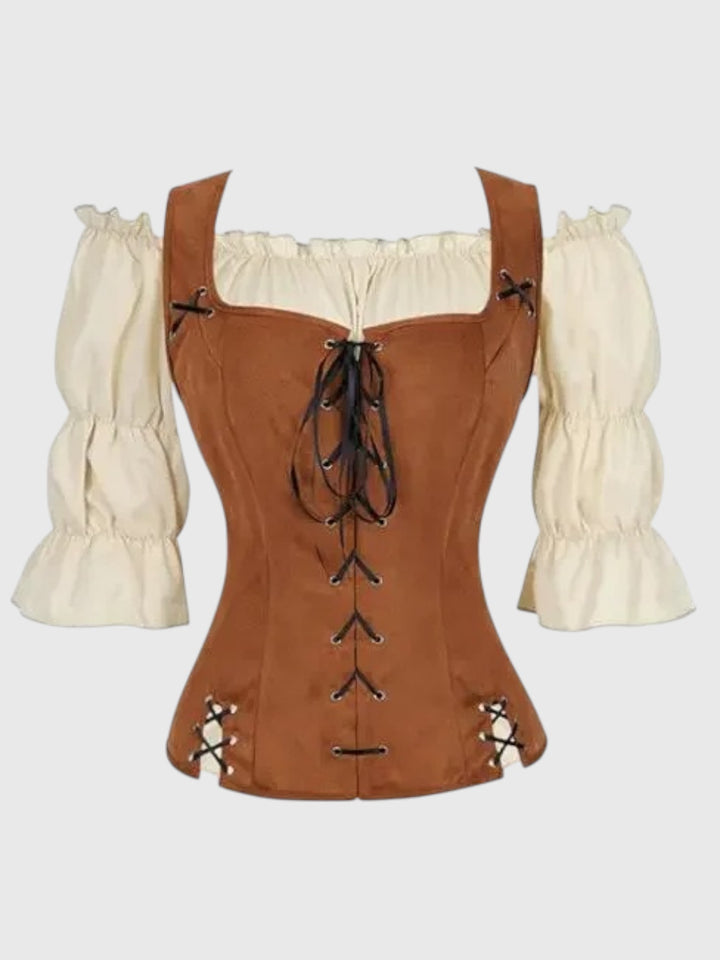 Isla Off-Shoulder Lace-Up Peplum Top