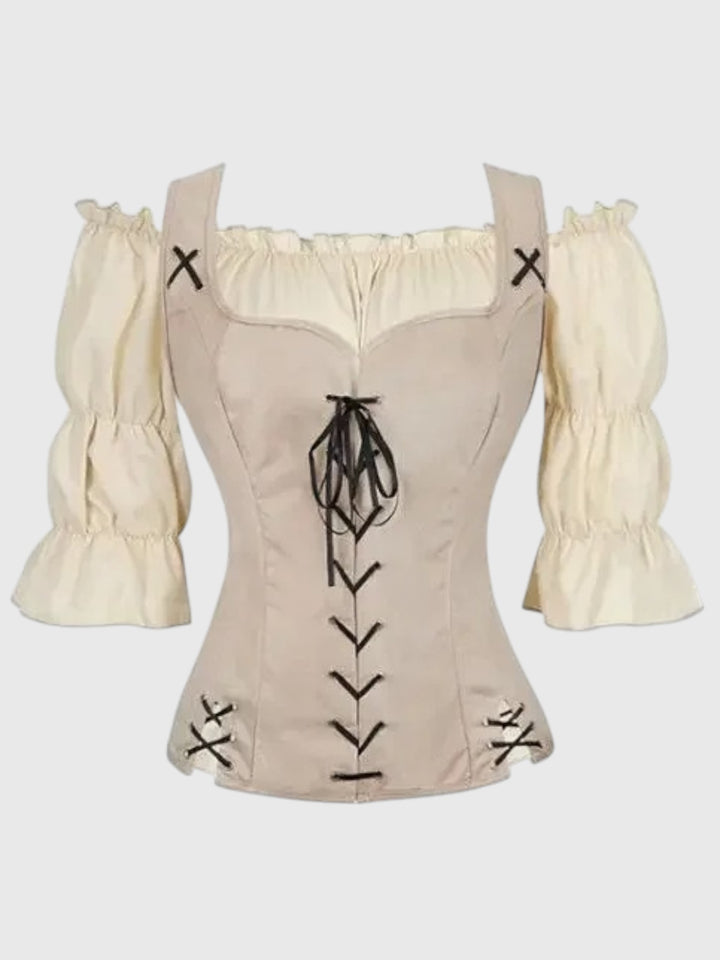 Isla Off-Shoulder Lace-Up Peplum Top