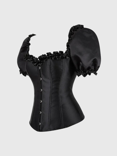 Nocturna Satin Puff-Sleeve Corset
