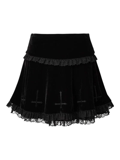 Velvet & Lace Gothic Mini Skirt