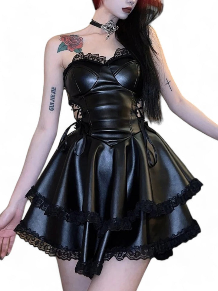 Leather Black Swan Dress