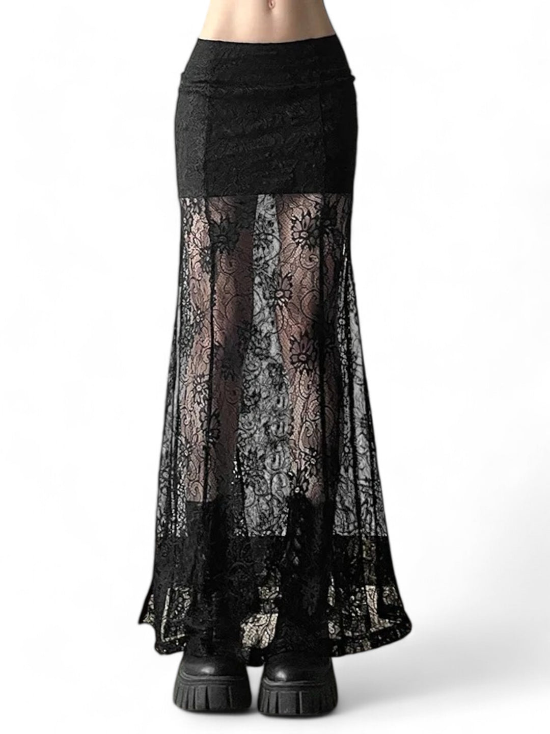 Lace Panel Maxi Skirt