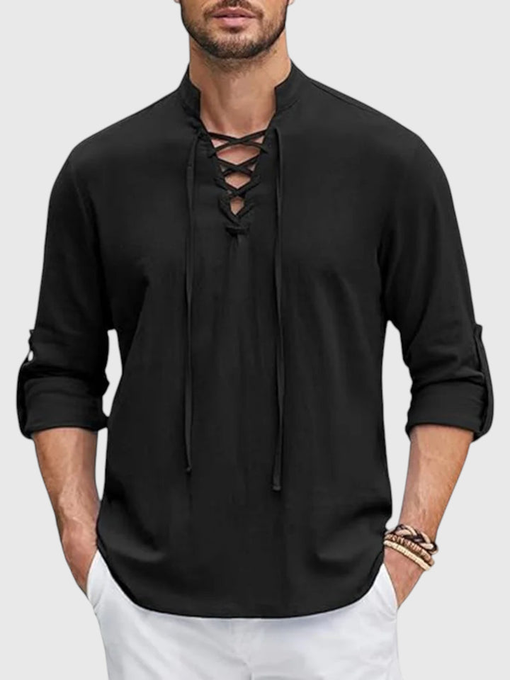 Windmere Lace-Front Cotton–Linen Tunic