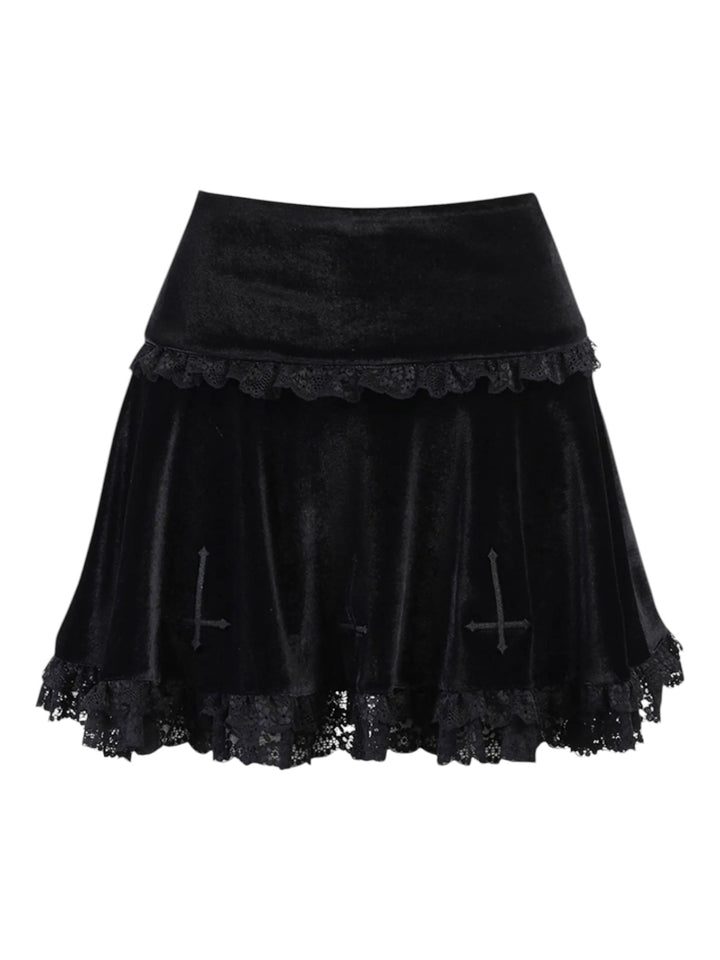 Velvet & Lace Gothic Mini Skirt