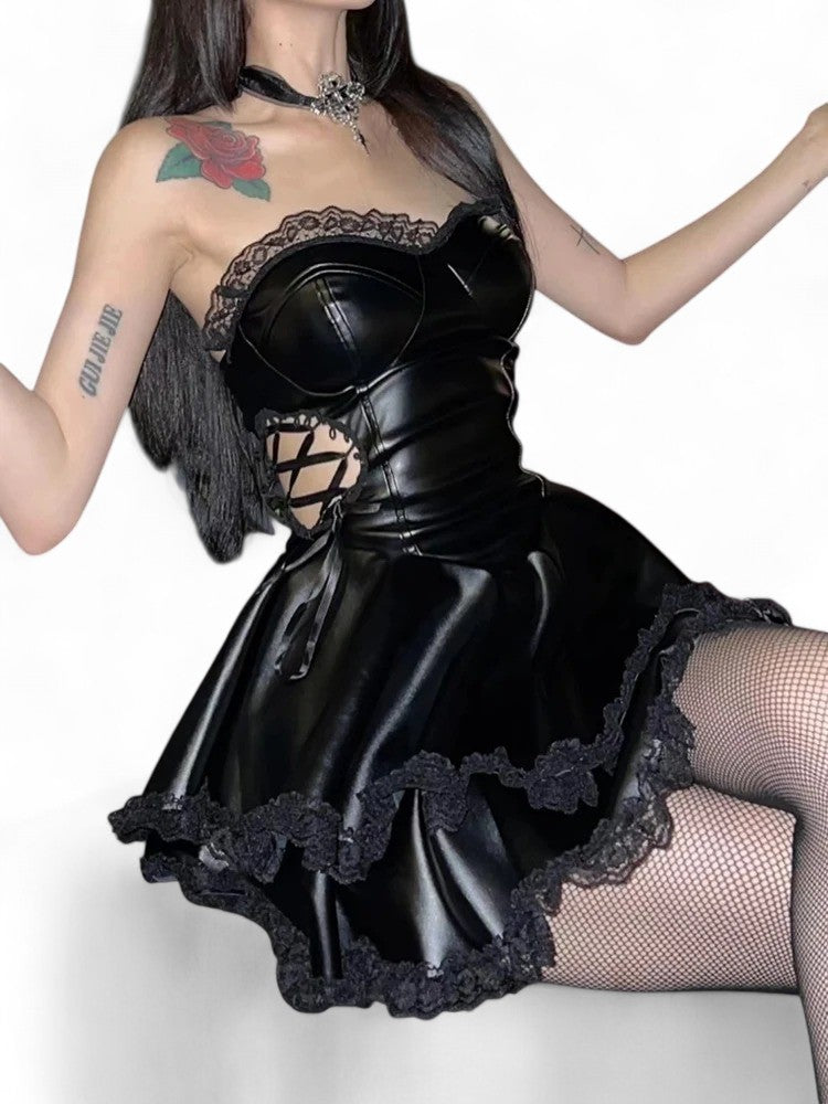 Leather Black Swan Dress