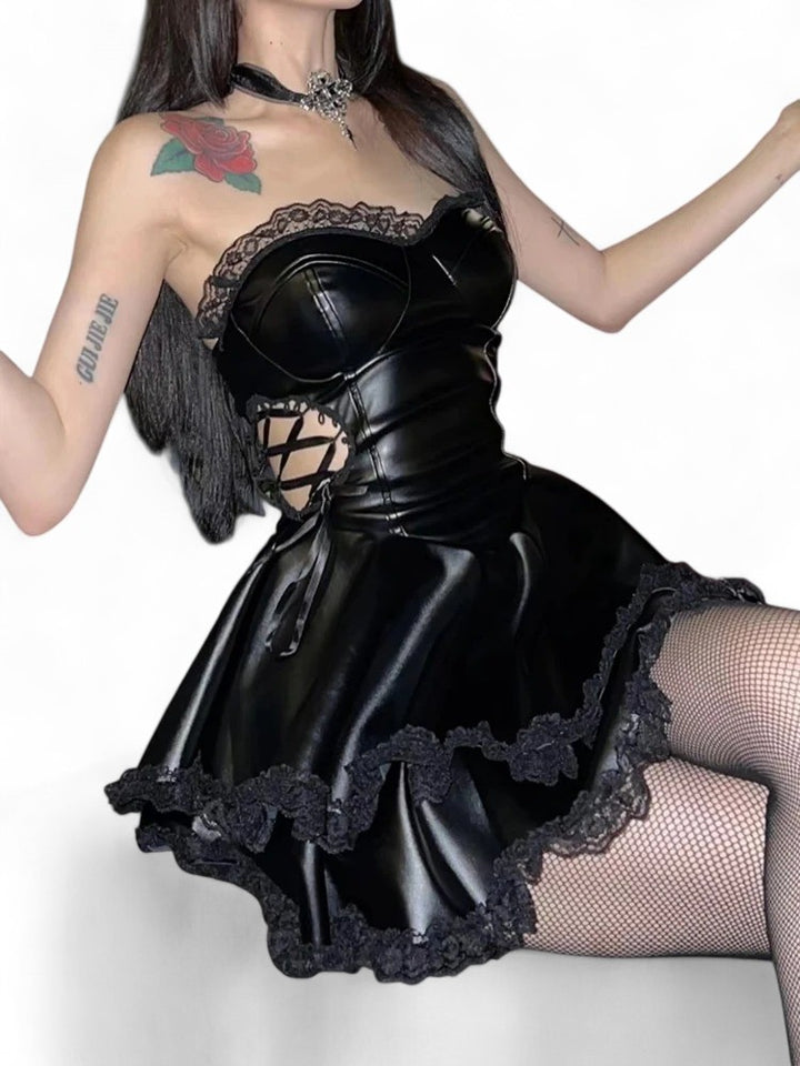Leather Black Swan Dress
