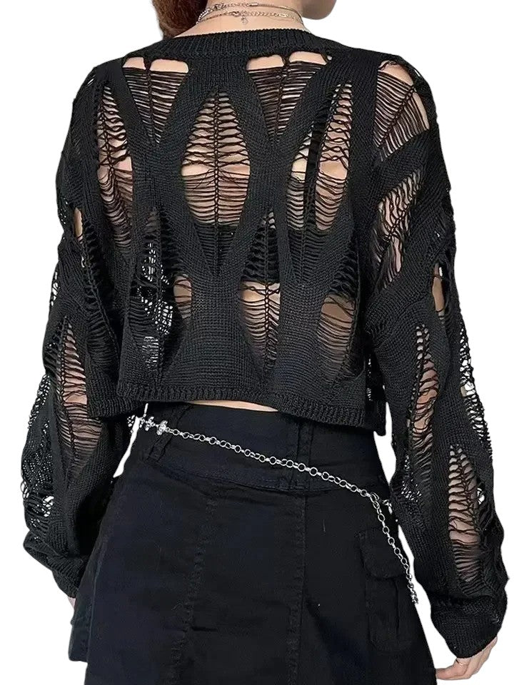 Goth Lace Knit Crop Top