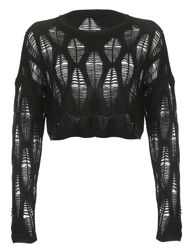 Goth Lace Knit Crop Top