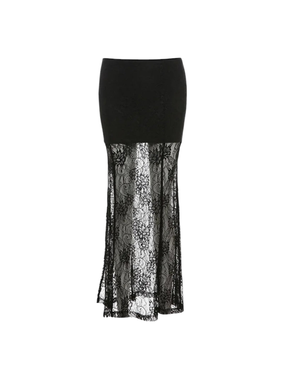 Lace Panel Maxi Skirt