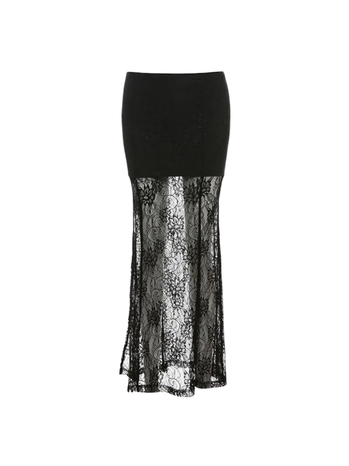 Lace Panel Maxi Skirt