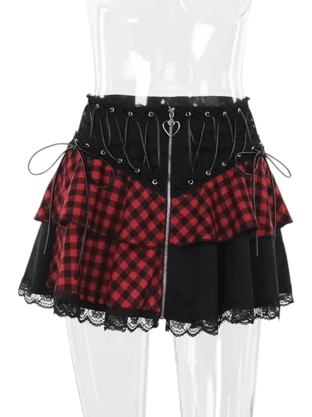 Red Plaid Ruffle Skirt