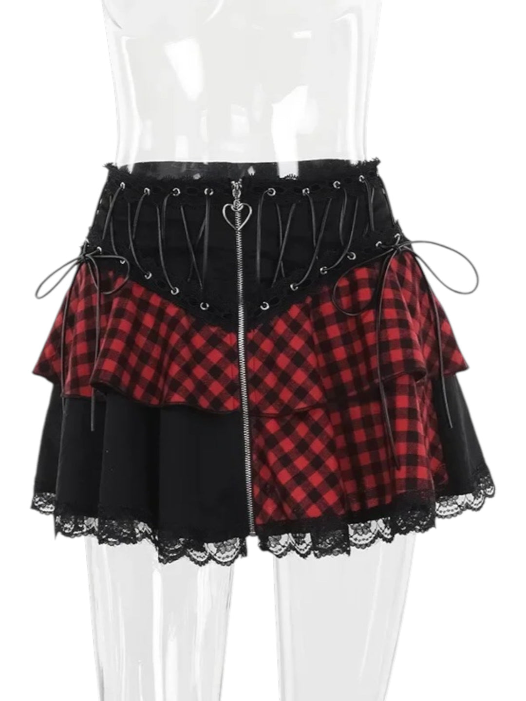 Red Plaid Ruffle Skirt
