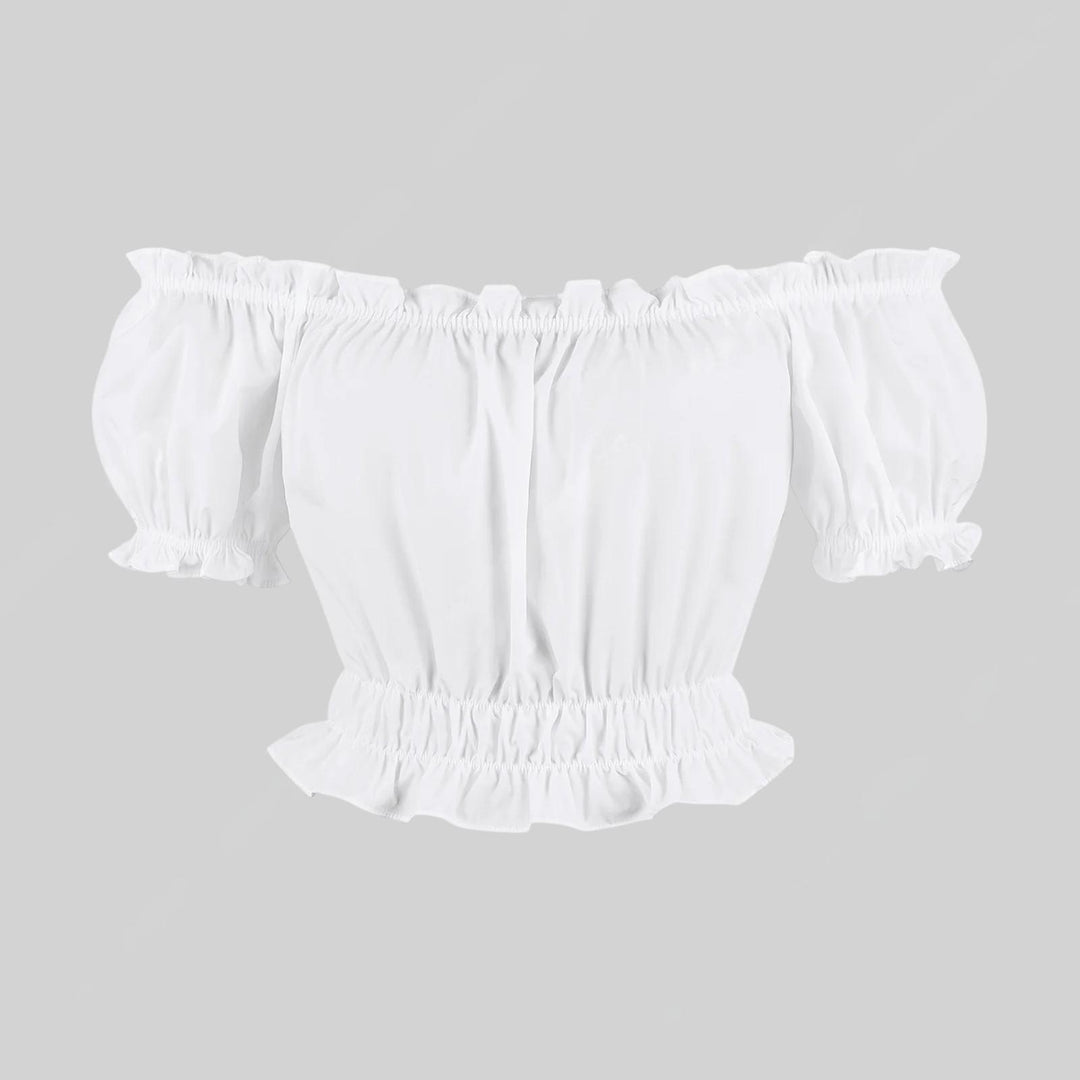White Puff Sleeve Crop Top – 3 Neckline Variations