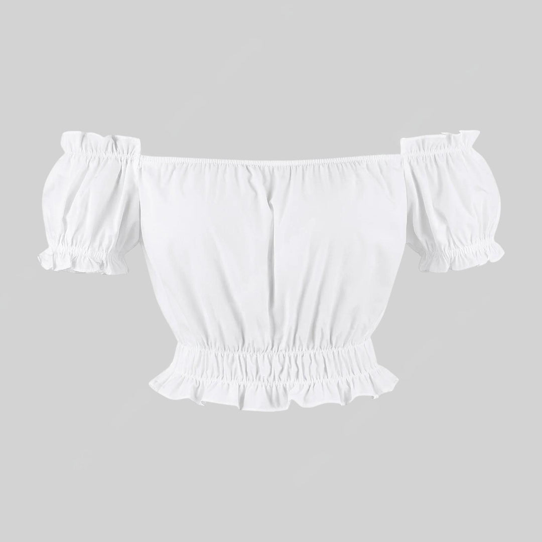 White Puff Sleeve Crop Top – 3 Neckline Variations