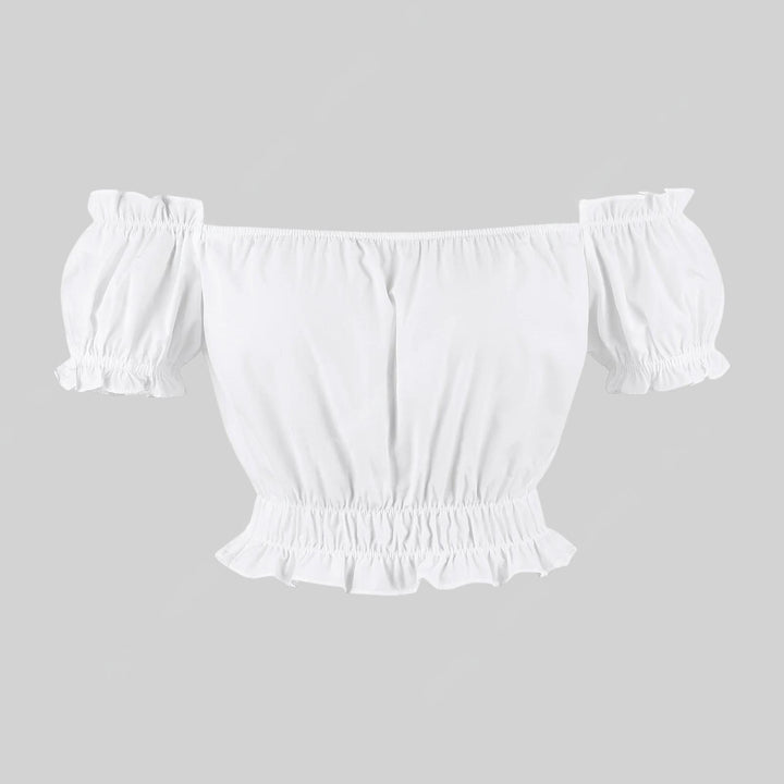 White Puff Sleeve Crop Top – 3 Neckline Variations