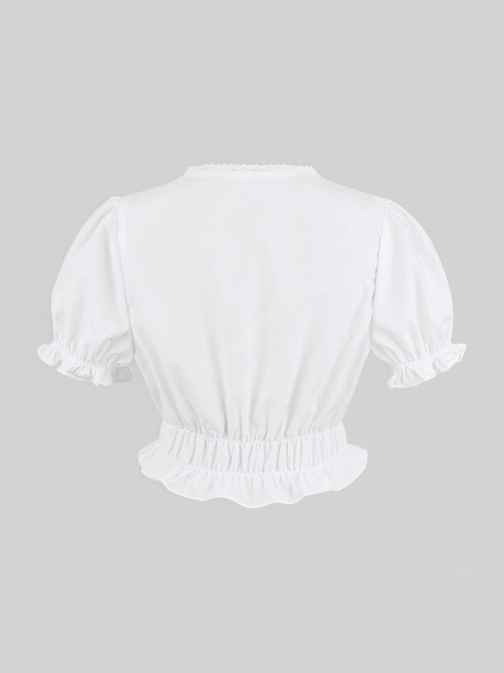White Puff Sleeve Crop Top – 3 Neckline Variations